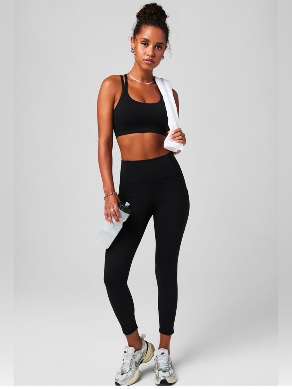Fabletics PureLuxe High Waisted Pocket Leggings Black Athletic Crop 7/8
